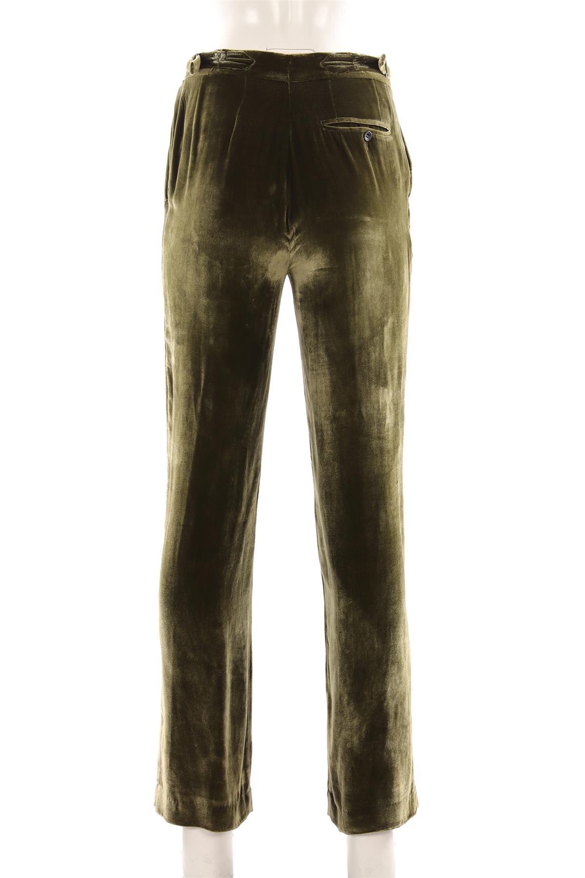 ALEX EAGLE GREEN VELVET STRAIGHT LEG PANTS UK 8