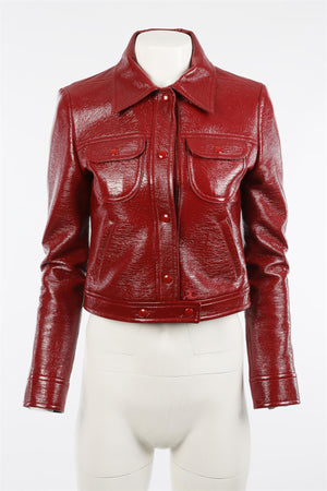 COURREGES RED FAUX LEATHER JACKET FR 38 UK 10
