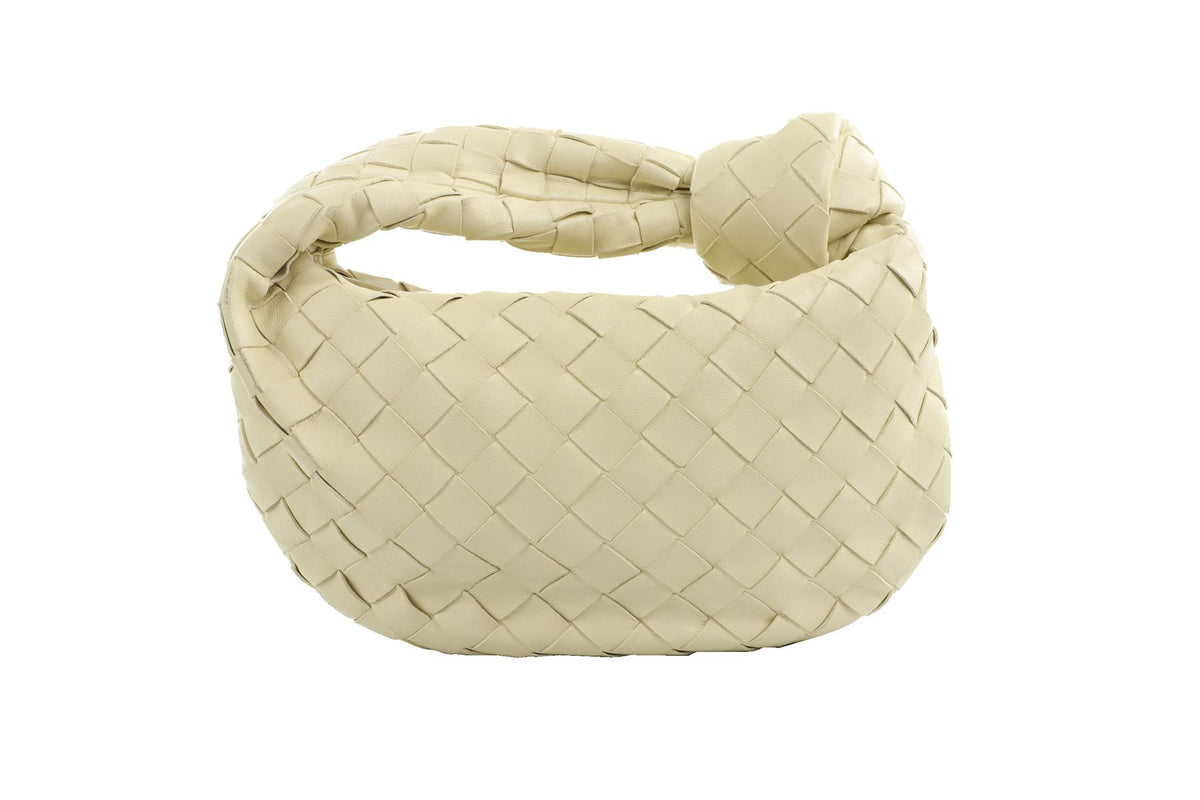 BOTTEGA VENETA YELLOW JODIE MINI INTRECCIATO LEATHER TOTE BAG