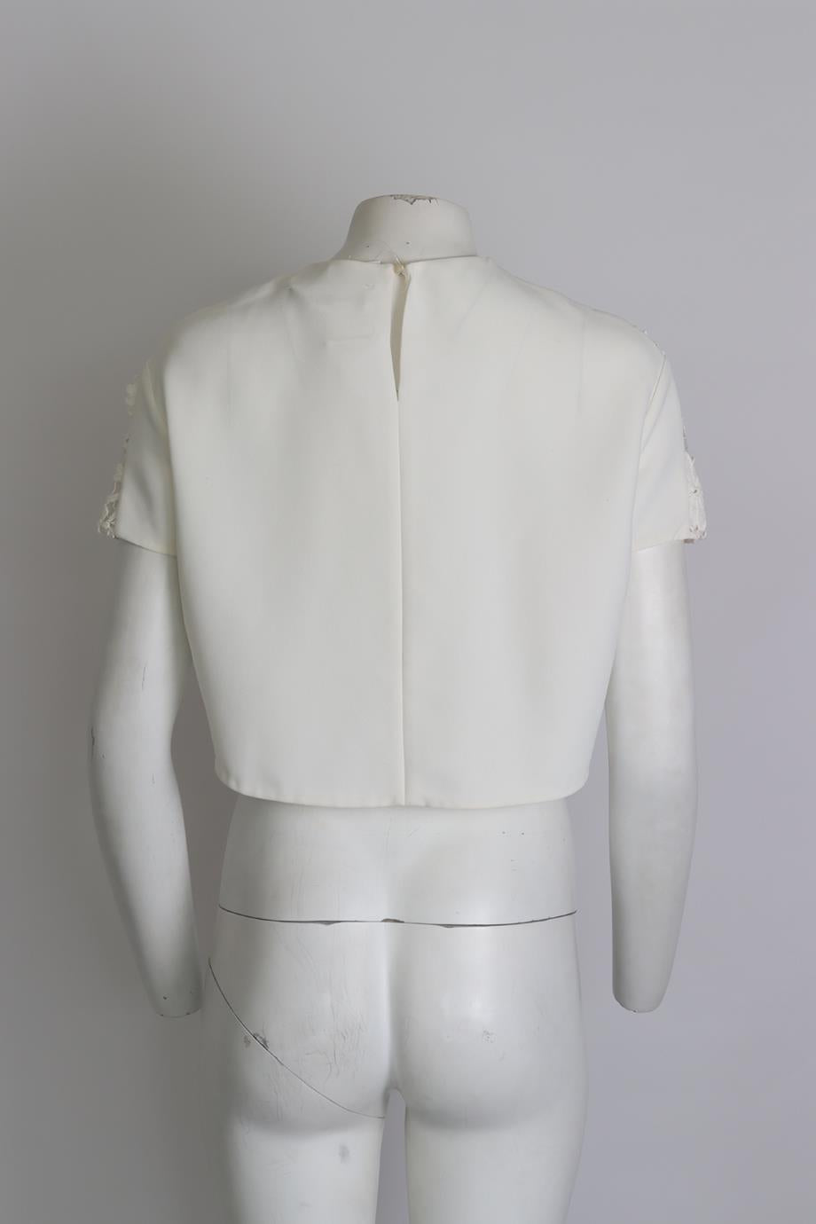 VICTORIA VICTORIA BECKHAM CROPPED CROCHET CREPE TOP UK 6