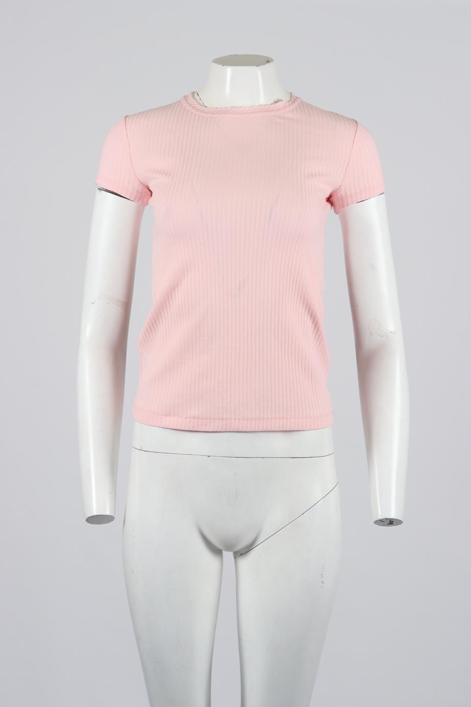 HELMUT LANG RIBBED COTTON T-SHIRT XSMALL
