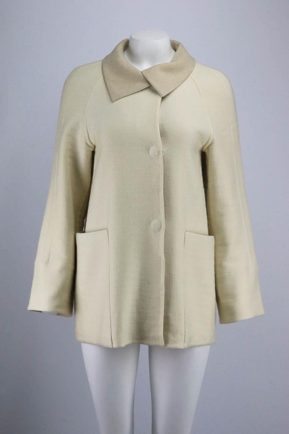 AKRIS REVERSIBLE CASHMERE AND WOOL BLEND COAT US 4 UK 8