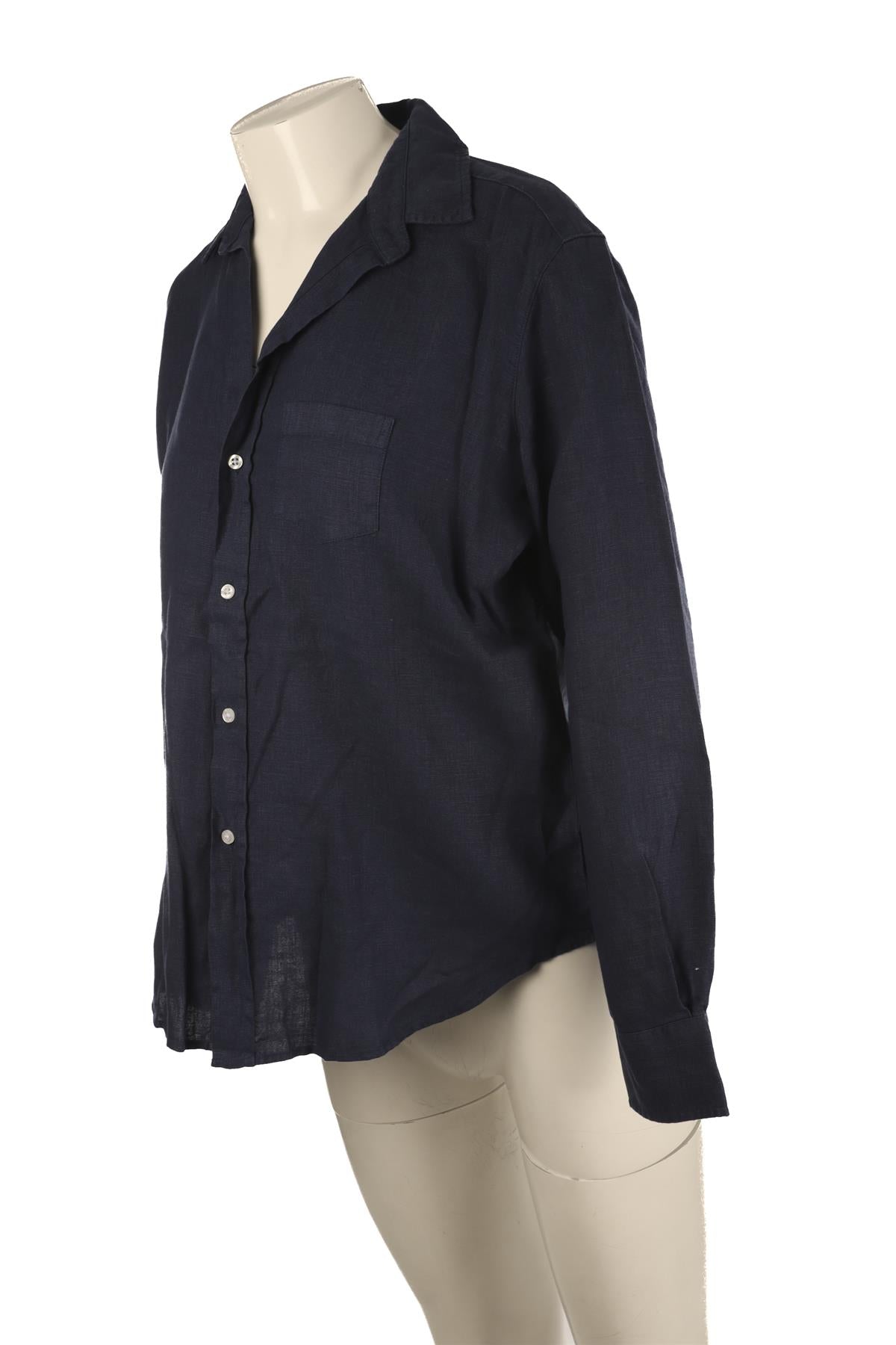 FRANK & EILEEN NAVY LINEN SHIRT SMALL
