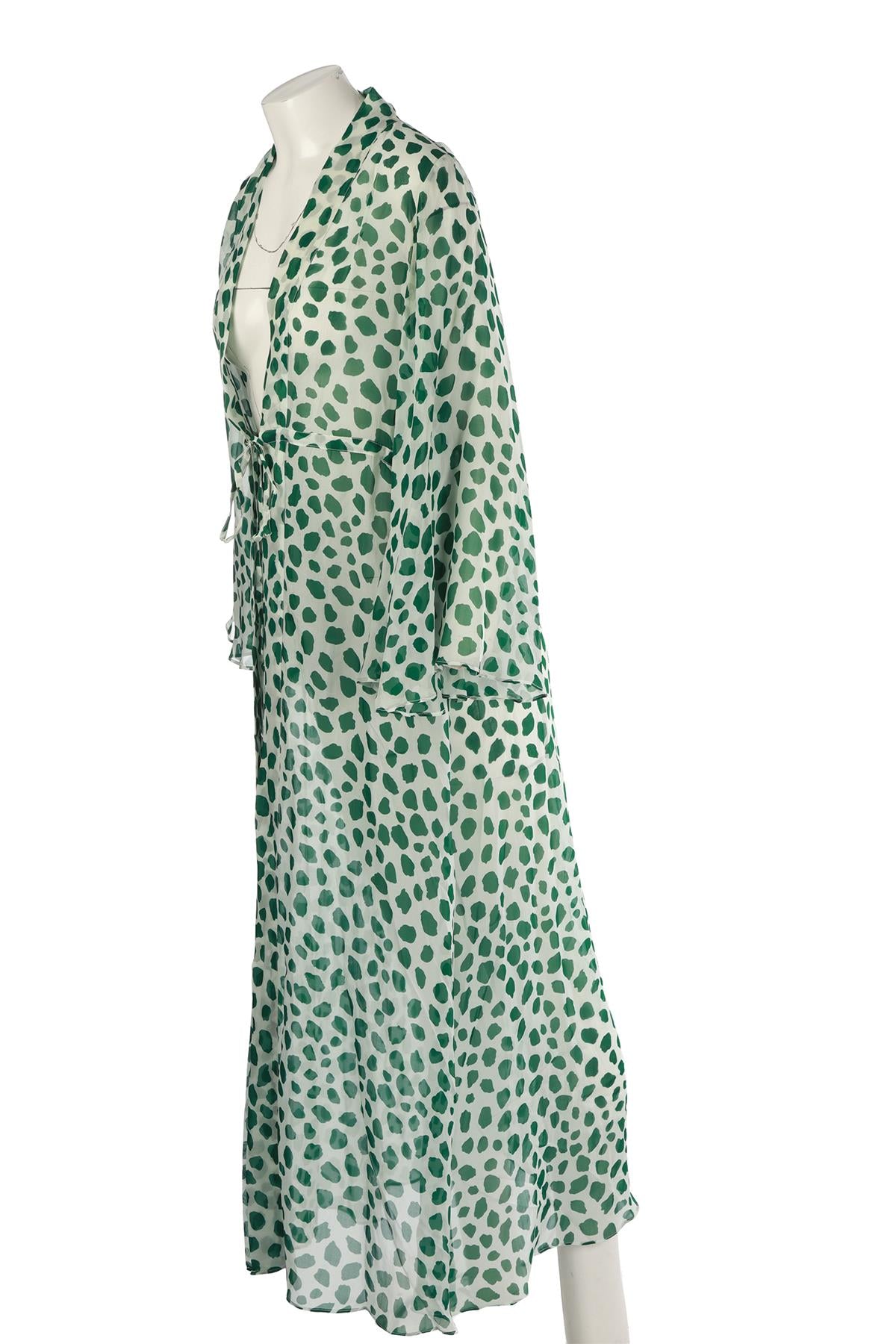 ALEXANDRO MIRO GREEN SILK ROBE SMALL