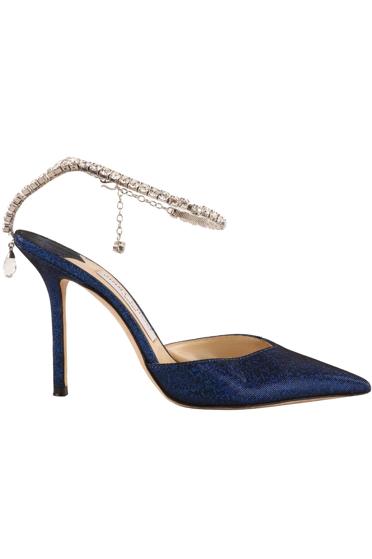 JIMMY CHOO BLUE CRYSTAL AND FABRIC PUMPS EU 36.5 UK 3.5 US 6.5