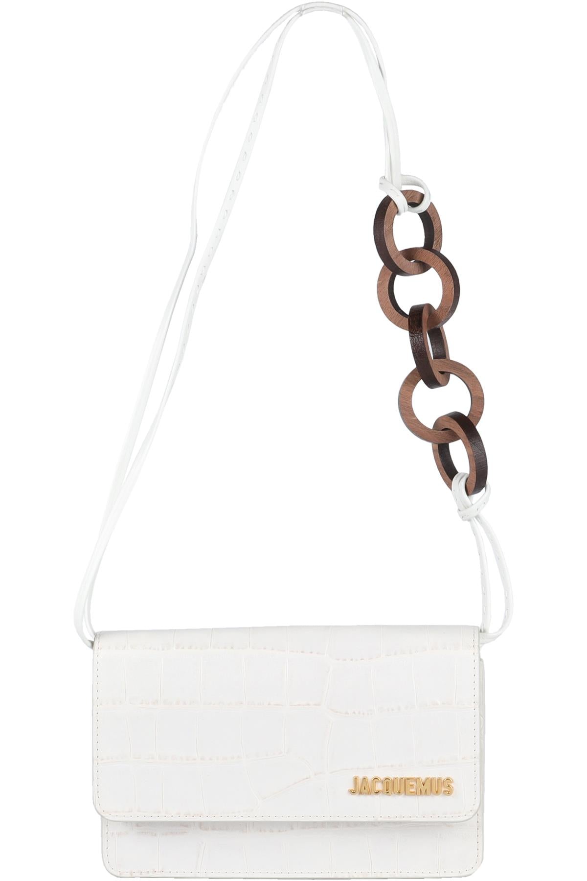 JACQUEMUS WHITE LE SAC RIVIERA LEATHER SHOULDER BAG