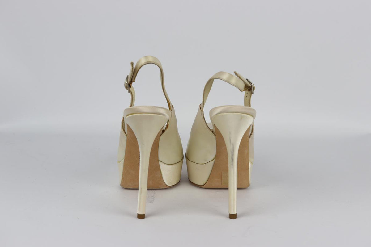 VERA WANG LAVENDER SATIN PLATFORM SLINGBACK PUMPS EU 37 UK 4 US 7