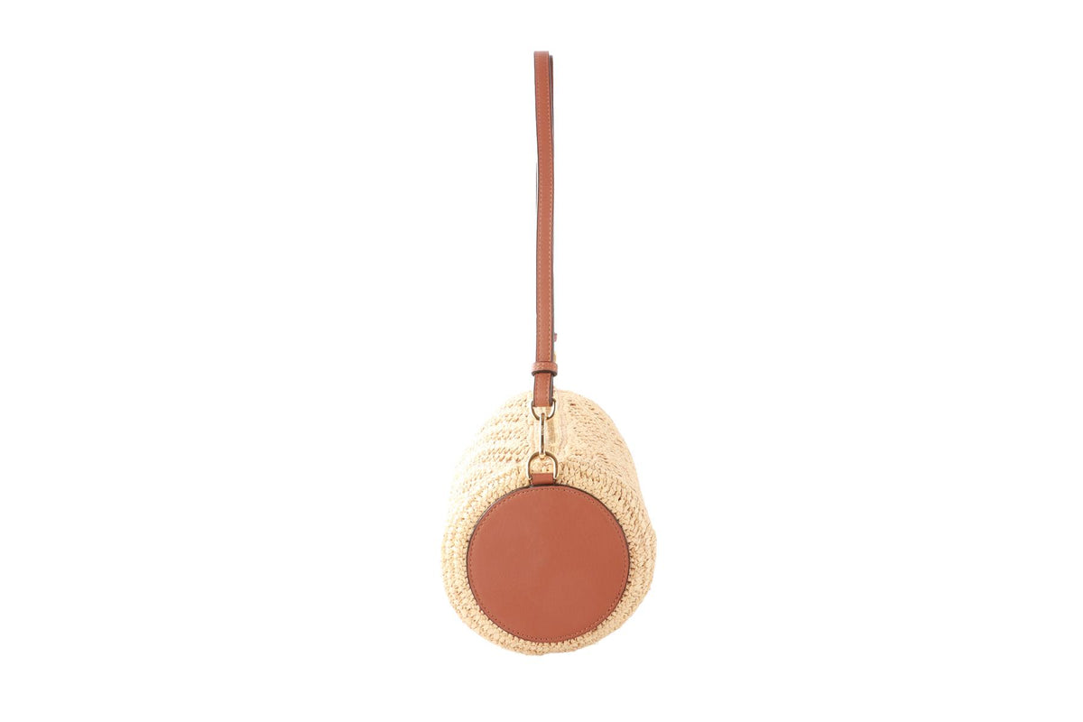 LOEWE + PAULA'S IBIZA BEIGE BRACELET RAFFIA SHOULDER BAG