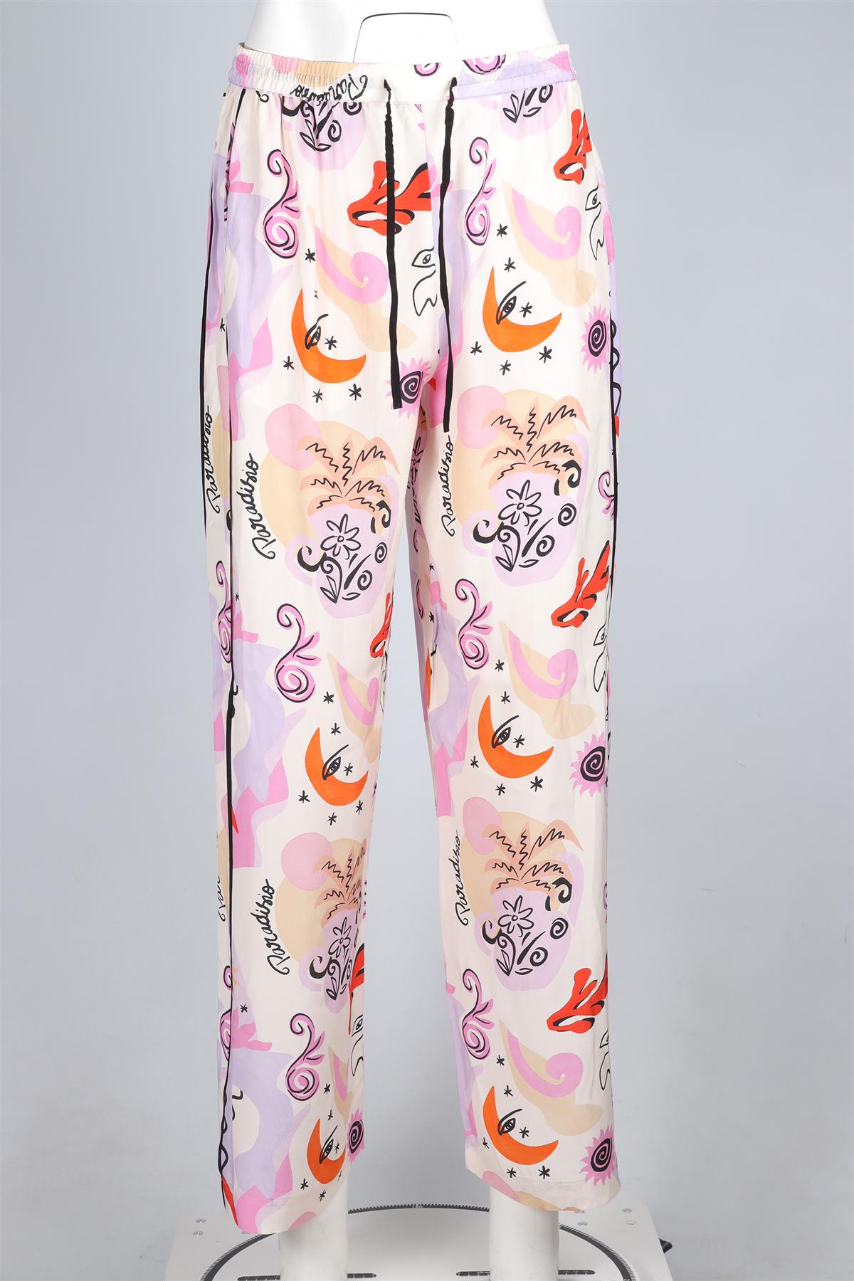 MAJE MULTI SILK STRAIGHT LEG PANTS MEDIUM