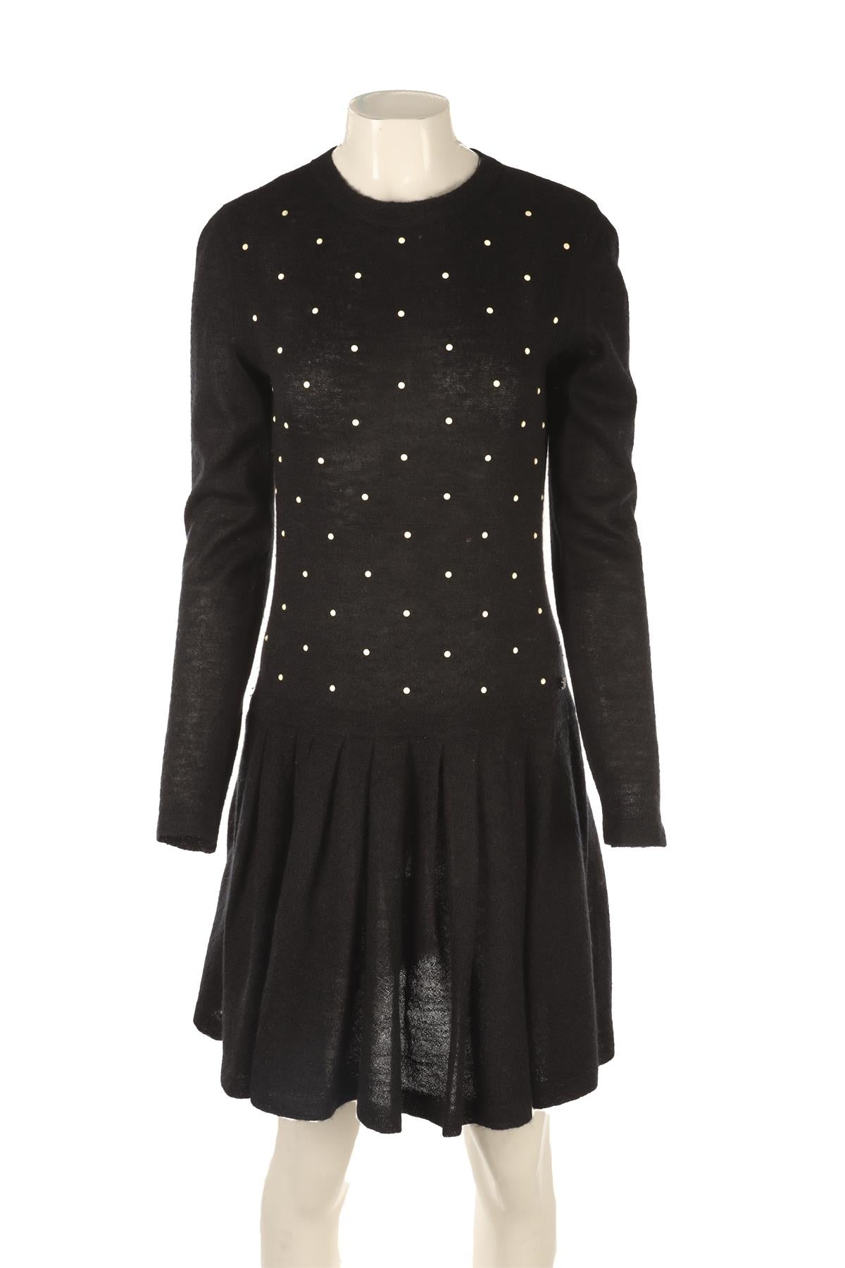 CHANEL BLACK 2014 CASHMERE MIDI DRESS FR 38 UK 10