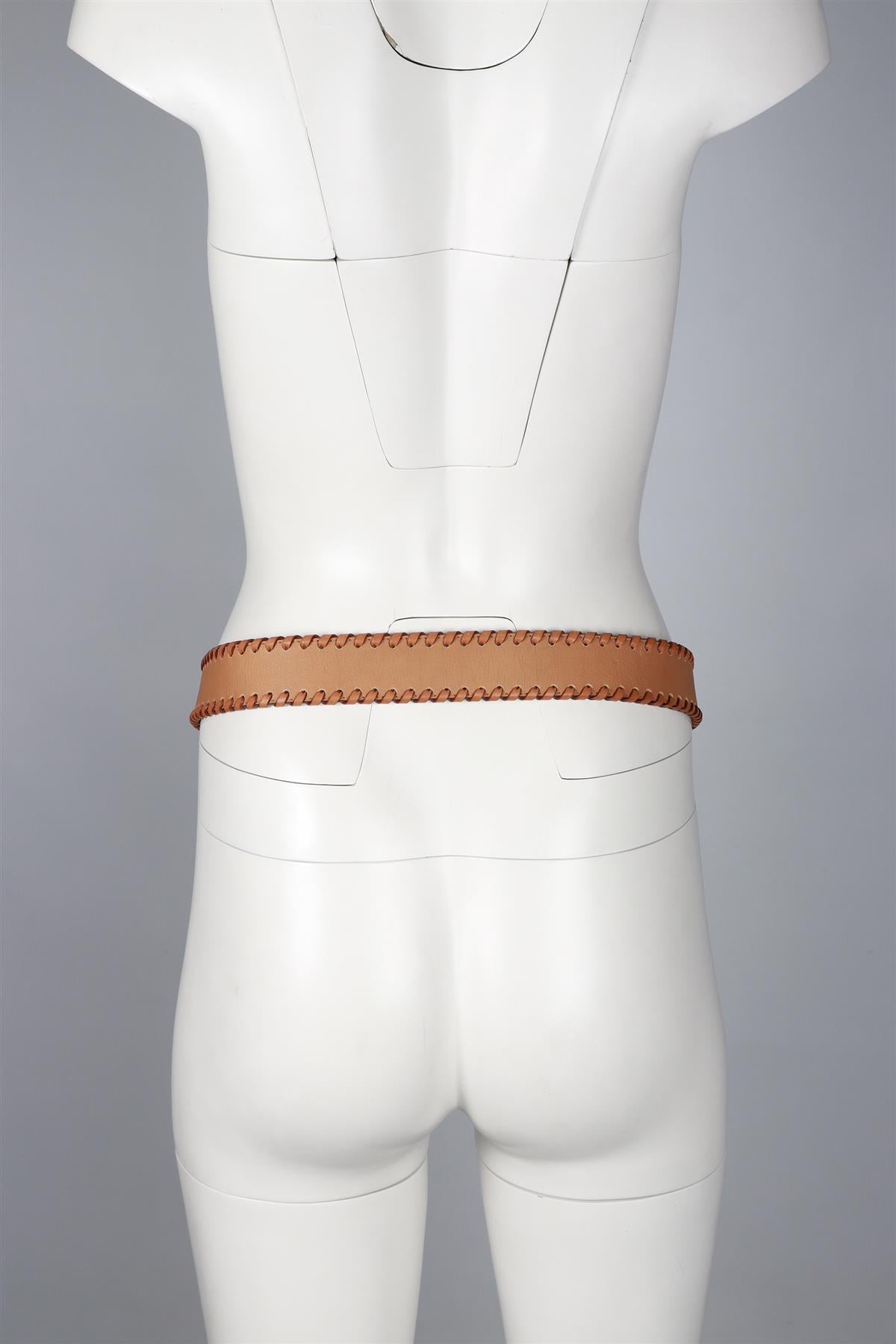 VALENTINO GARAVANI BROWN BUTTERFLY LEATHER BELT 85 CM