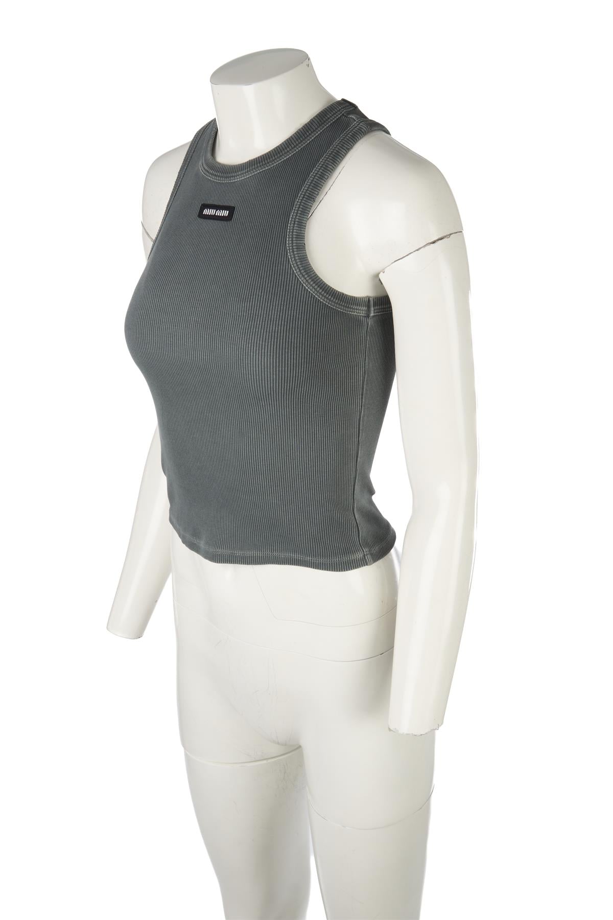 MIU MIU GREY COTTON TOP XSMALL