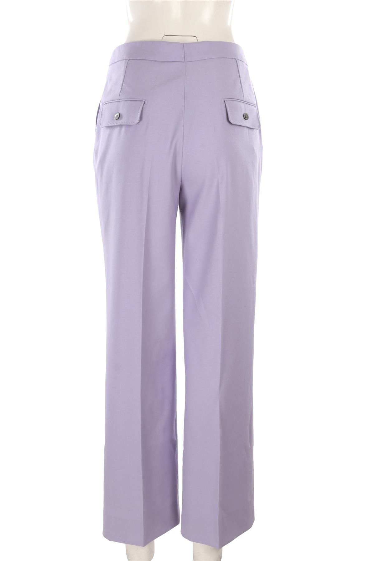 PURPLE WOOL WIDE LEG PANTS