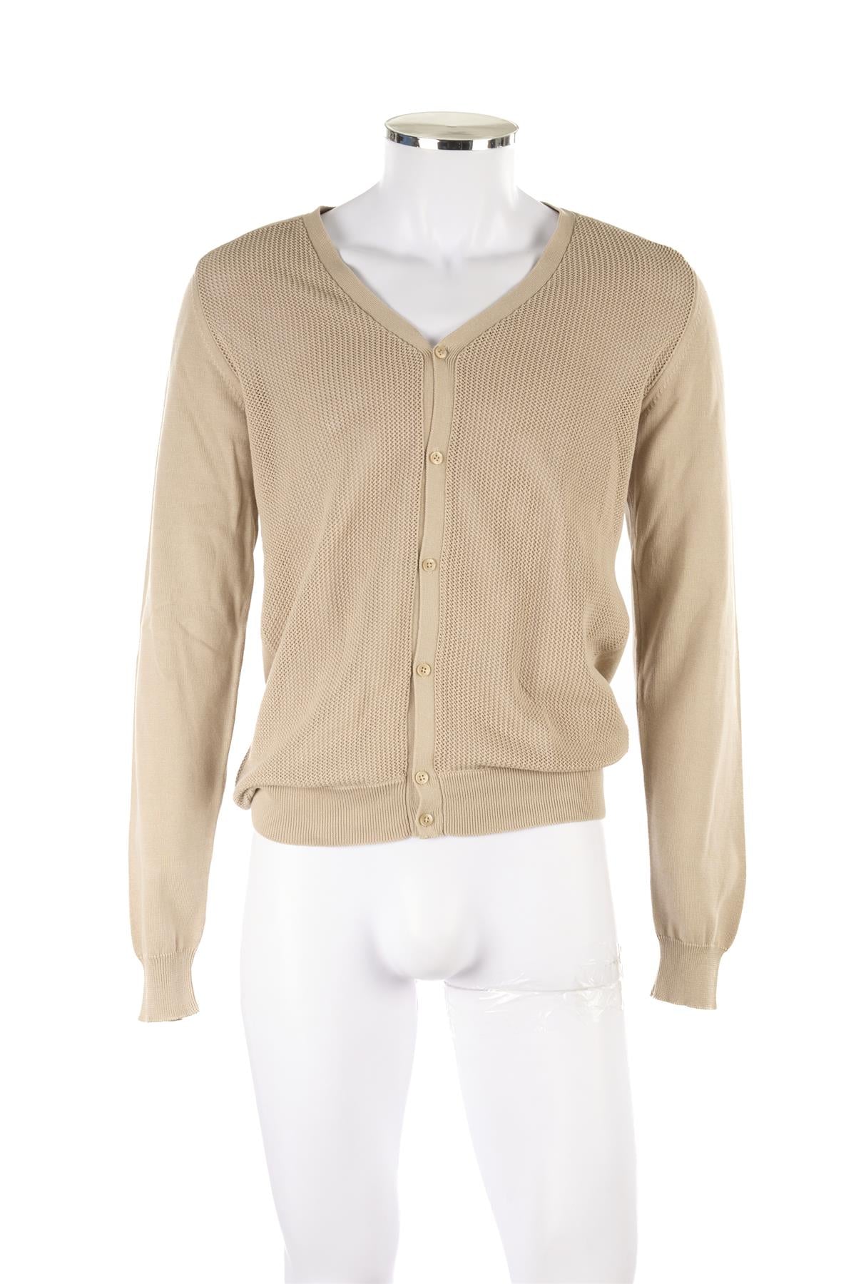 ZEGNA BEIGE MEN'S COTTON CARDIGAN LARGE