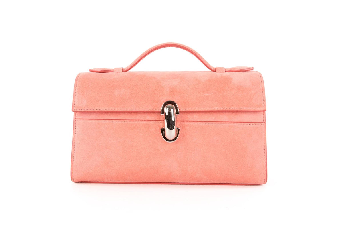 SAVETTE PINK SYMMETRY SUEDE TOTE BAG