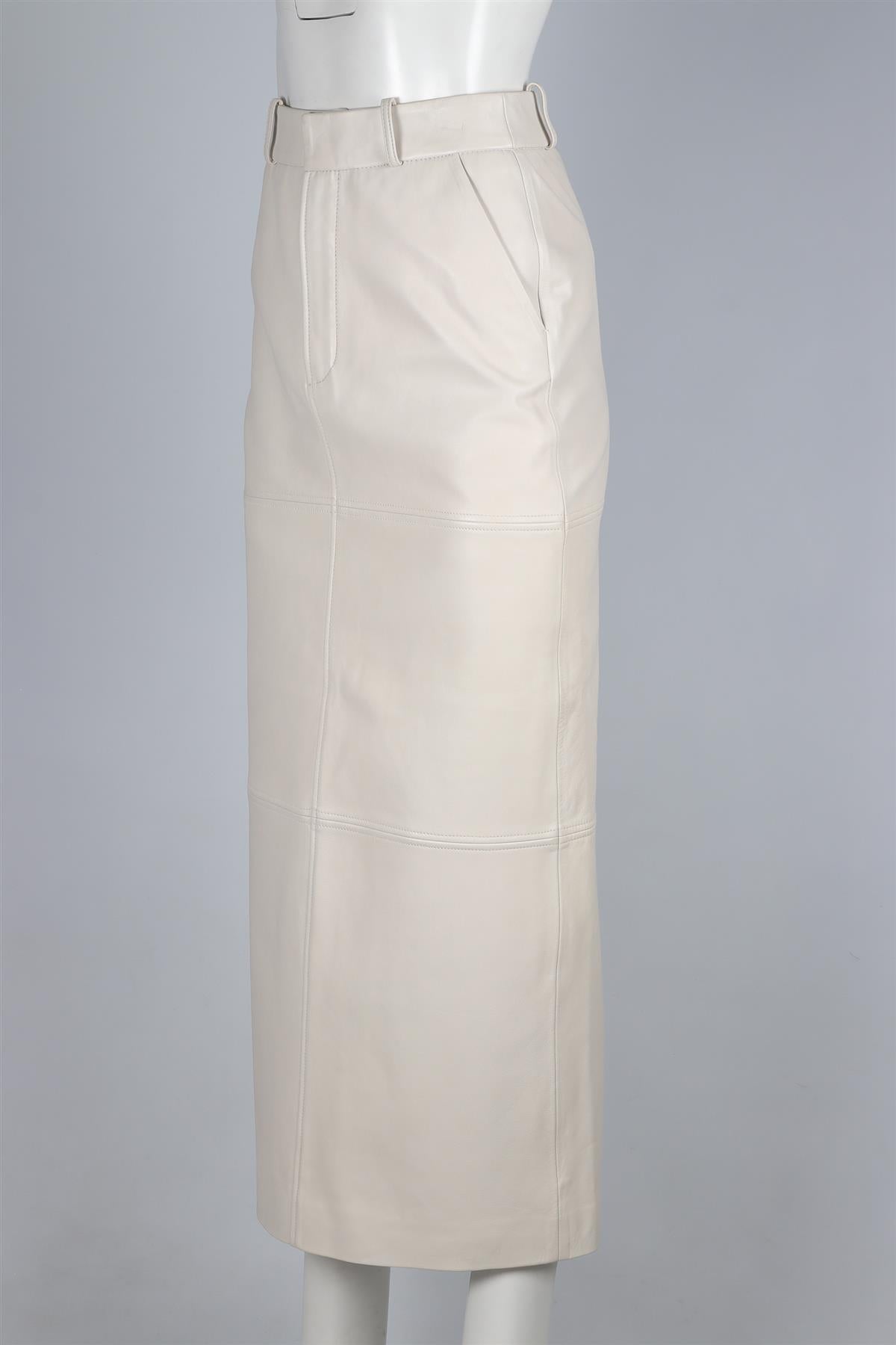 REFORMATION + VEDA ECRU LEATHER MAXI SKIRT US 2 UK 6