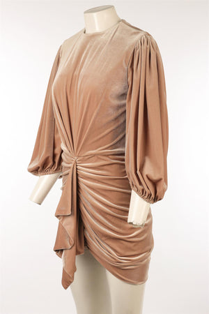ALEXANDRE VAUTHIER BEIGE VELVET MINI DRESS FR 42 UK 14
