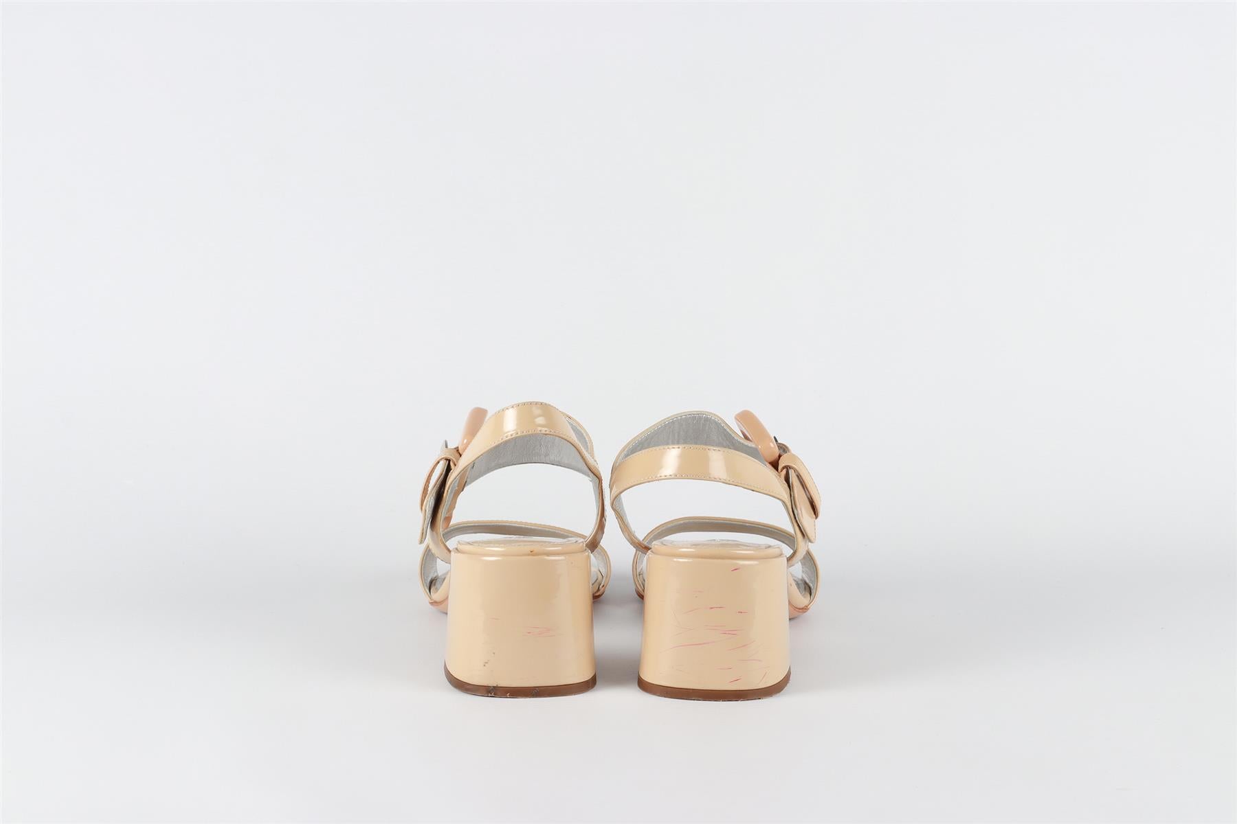 PRADA BEIGE PATENT LEATHER SANDALS EU 37 UK 4 US 7