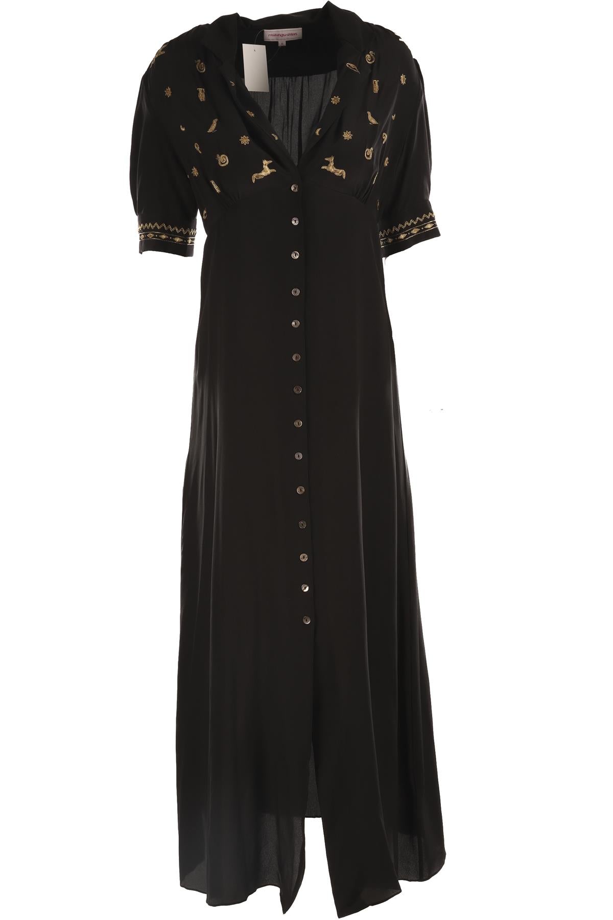MUZUNGU SISTERS BLACK SILK MAXI DRESS MEDIUM
