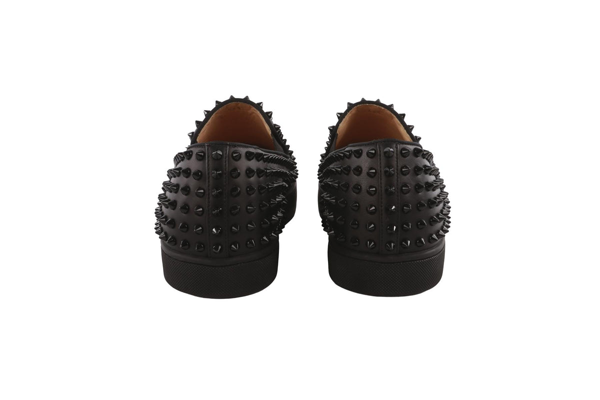 CHRISTIAN LOUBOUTIN BLACK MEN'S ROLLER BOAT LEATHER SNEAKERS EU 44.5 UK 10.5 US 11.5