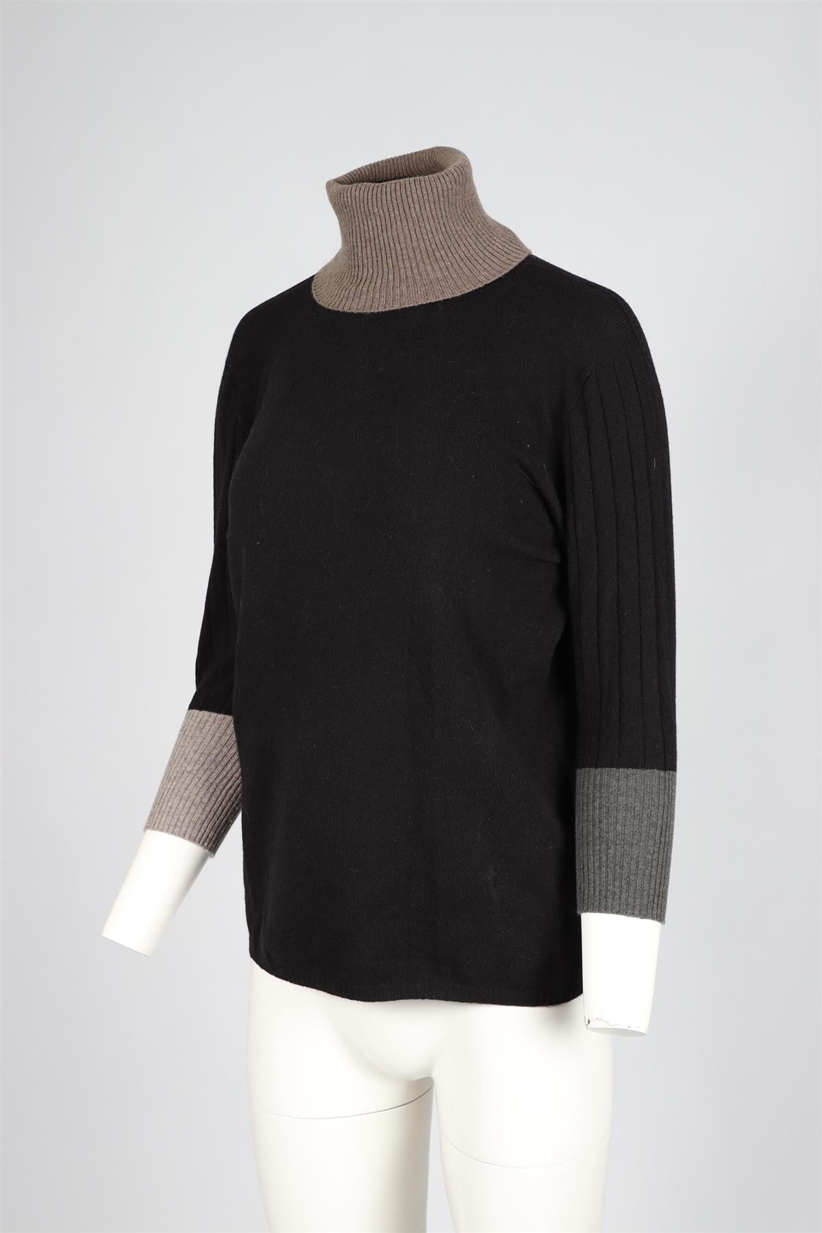 AGNONA BLACK CASHMERE TURTLENECK SWEATER IT 48 UK16