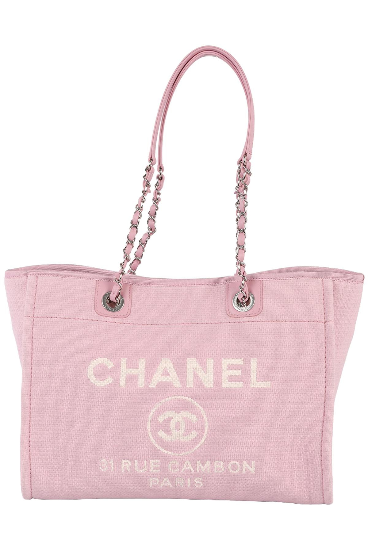 CHANEL PINK 2022 DEAUVILLE SMALL FABRIC TOTE BAG