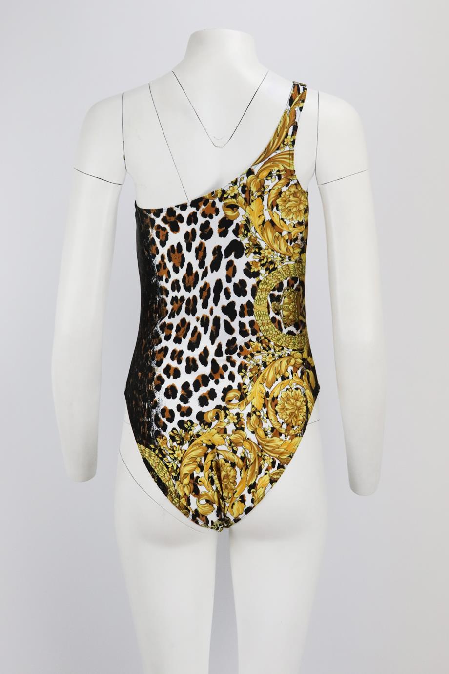 VERSACE ONE SHOULDER PRINTED STRETCH SWIMSUIT UK 14
