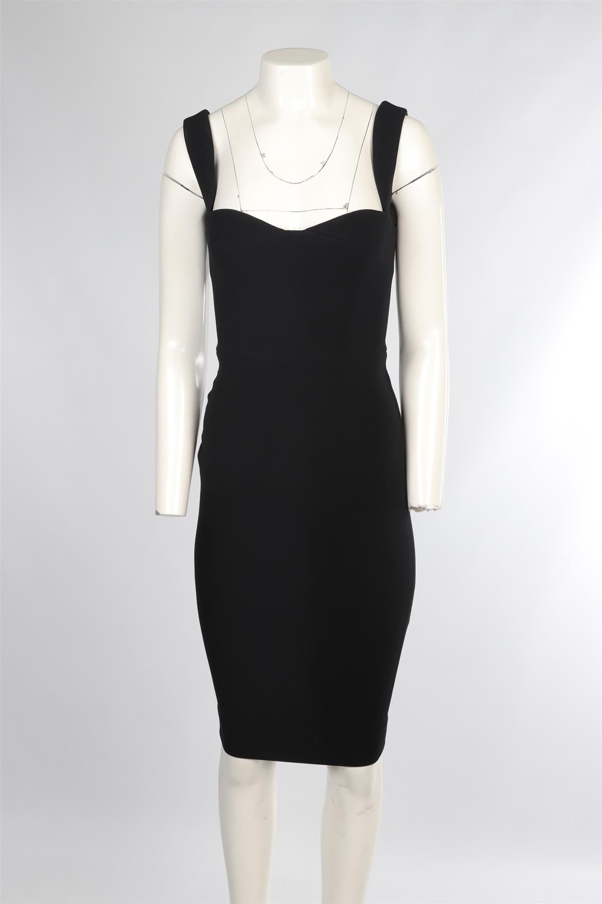 VICTORIA BECKHAM BLACK CADY MIDI DRESS UK 8