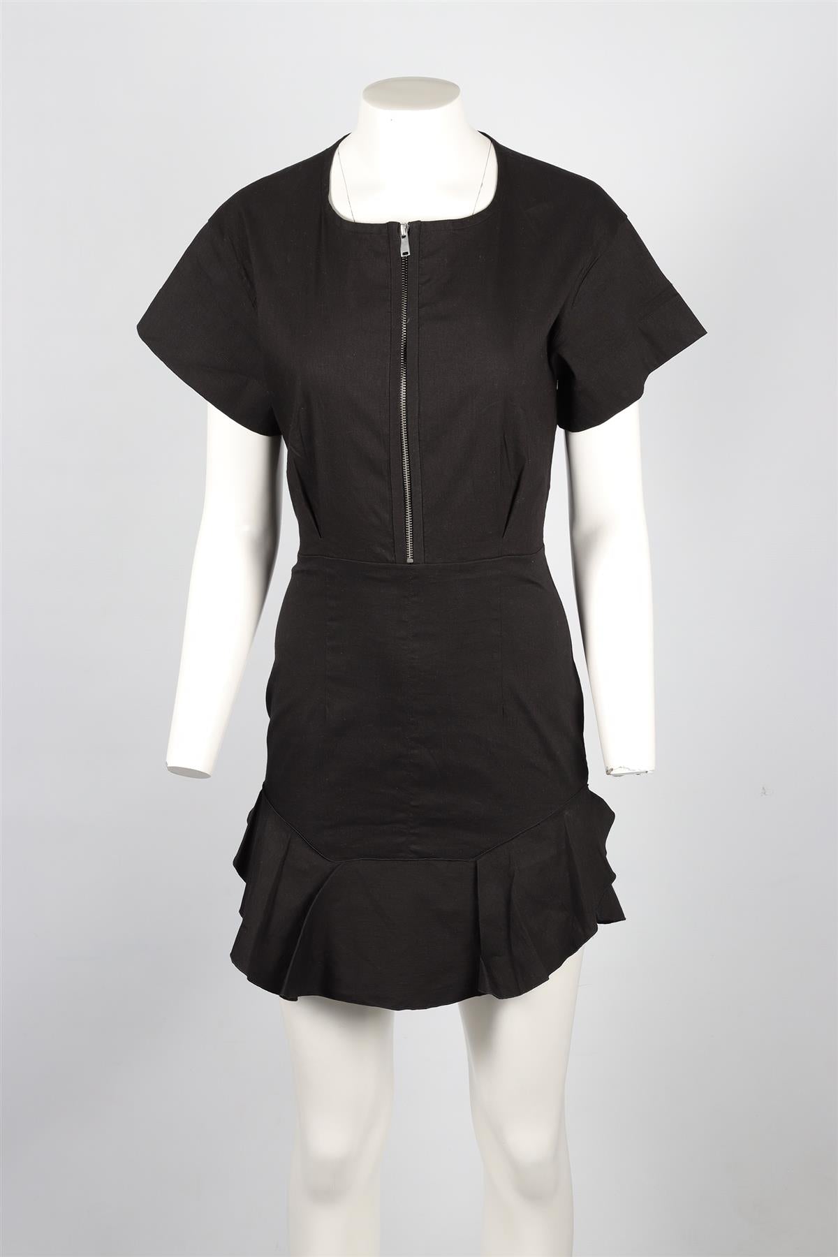 ISABEL MARANT ÉTOILE BLACK COTTON MINI DRESS FR 40 UK 12