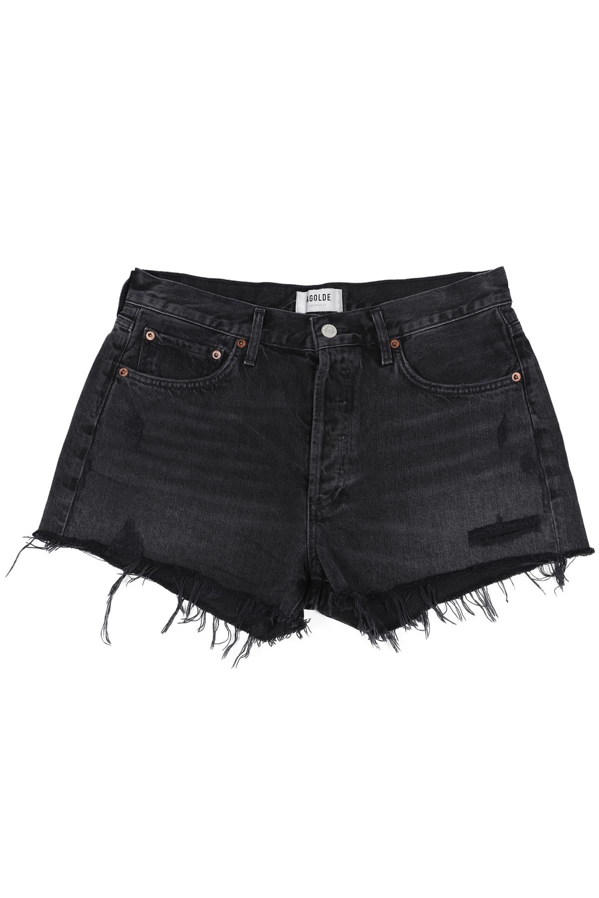 AGOLDE BLACK HIGH RISE DENIM SHORTS W28 UK 10