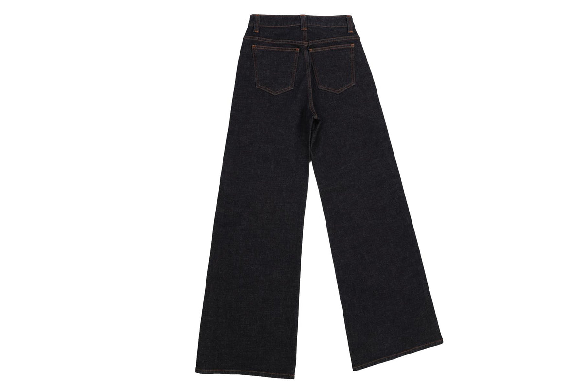 KHAITE BLUE HIGH RISE WIDE LEG JEANS W27.5 UK 8-10