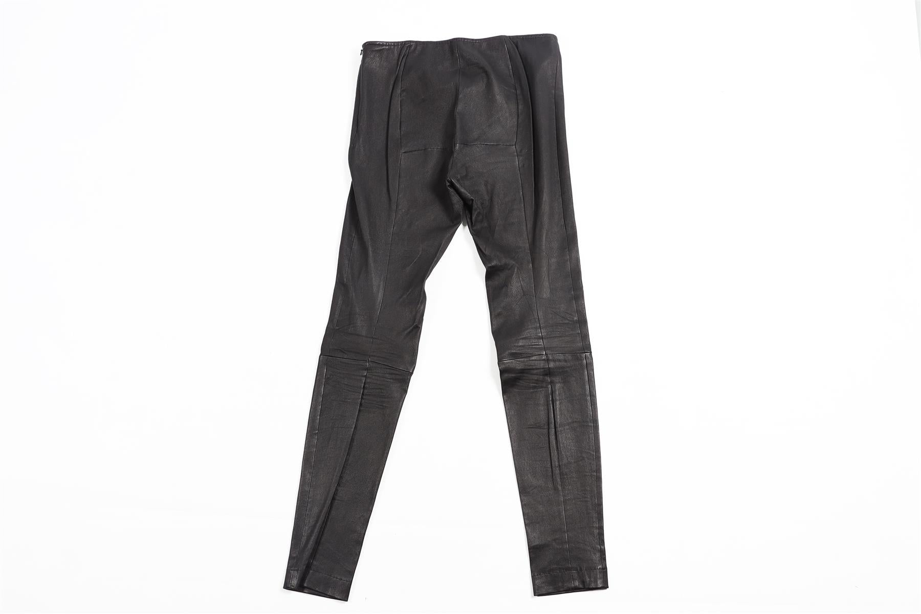 THE ROW BLACK LEATHER SKINNY PANTS LARGE