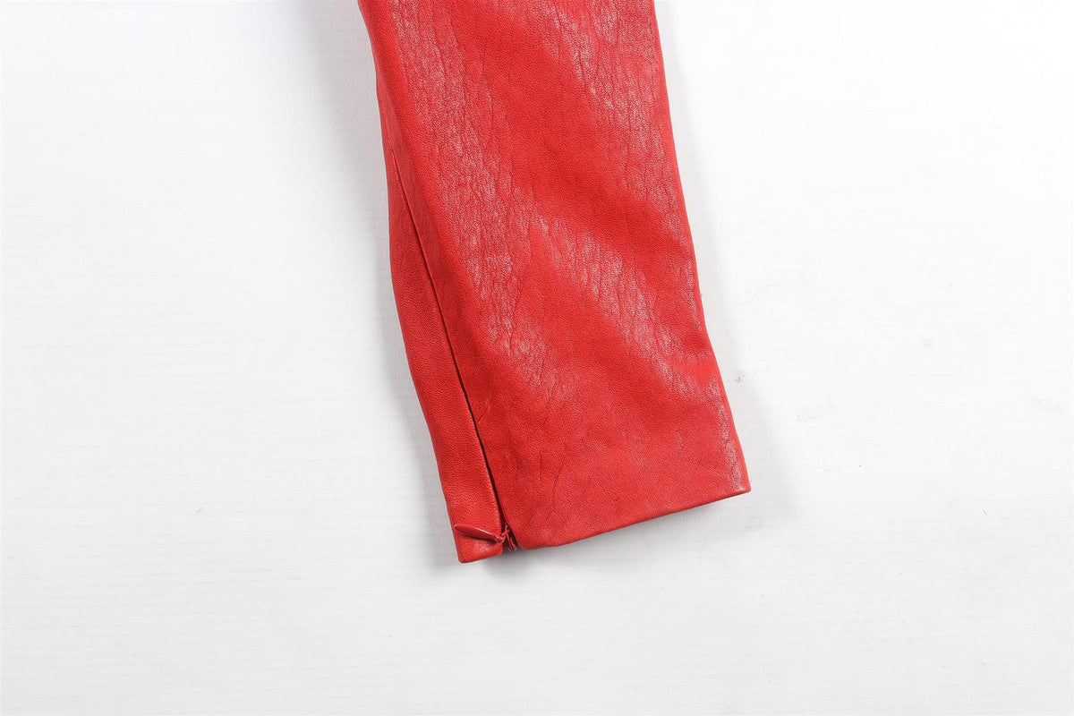 SKIIM RED LEATHER SKINNY PANTS IT 36 UK 4