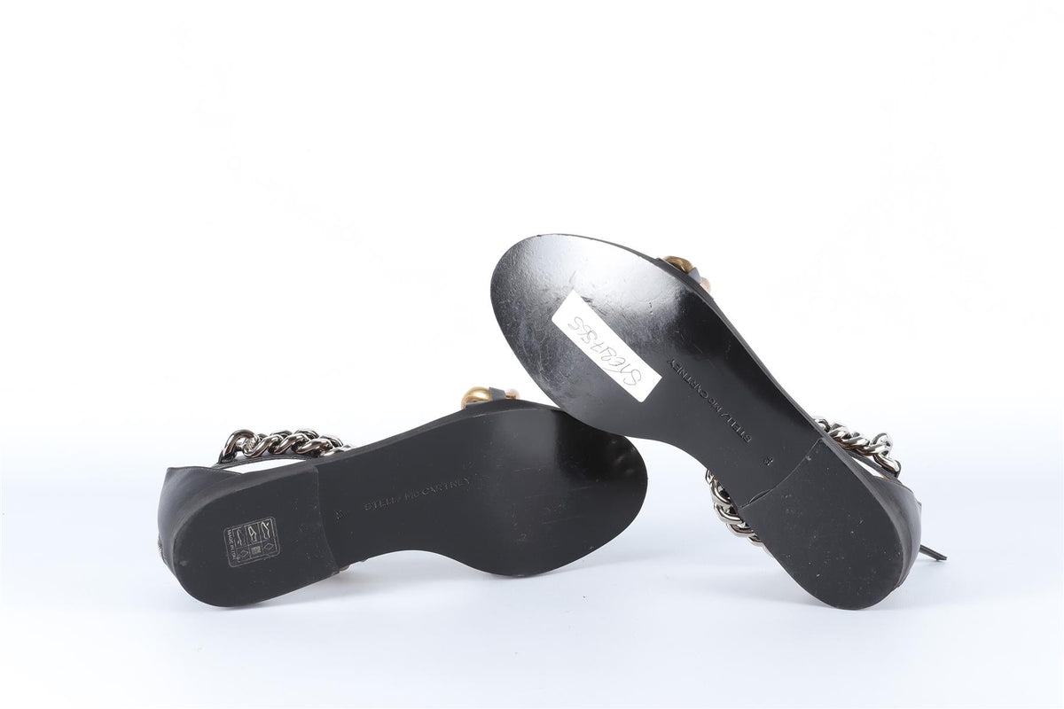 STELLA MCCARTNEY BLACK FAUX LEATHER SANDALS EU 38 UK 5 US 8