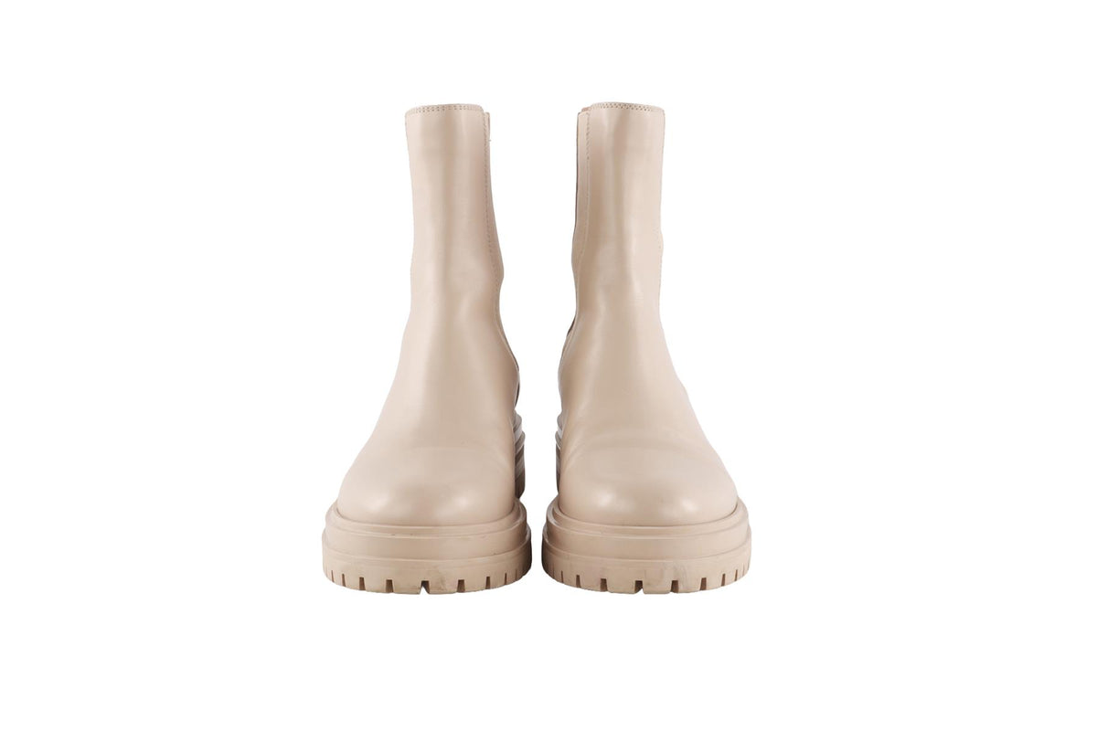 GIANVITO ROSSI NUDE LEATHER ANKLE BOOTS EU 39.5 UK 6.5 US 9.5