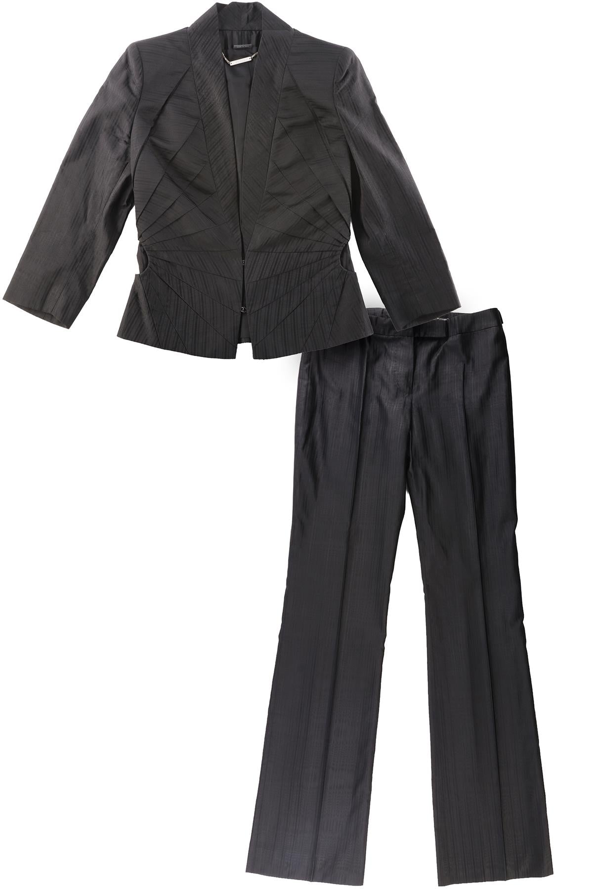 ALEXANDER MCQUEEN BLACK 2003 SILK JACKET AND PANTS SET IT 40 UK 8