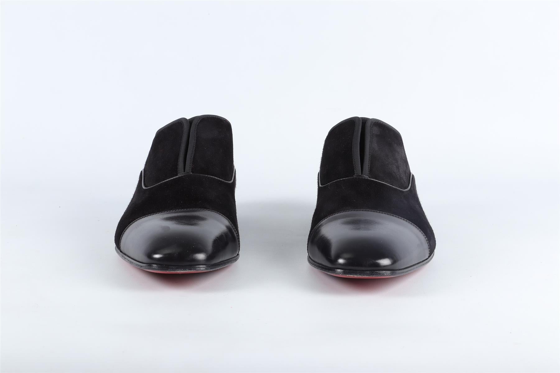 CHRISTIAN LOUBOUTIN BLACK MEN'S SUEDE LOAFERS EU 45 UK 11 US 12