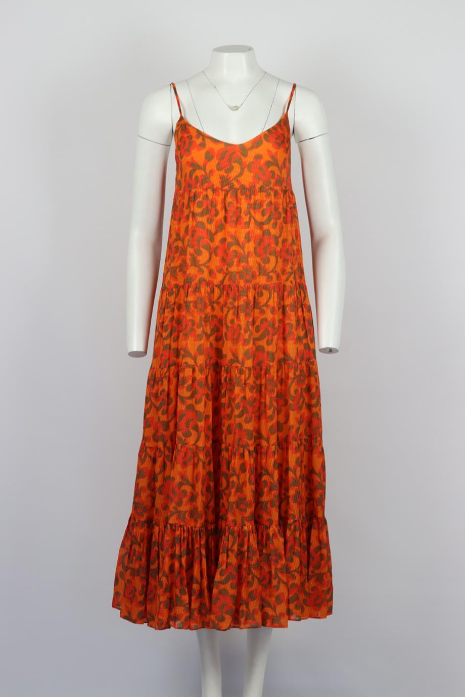 RHODE PRINTED CHIFFON MAXI DRESS MEDIUM