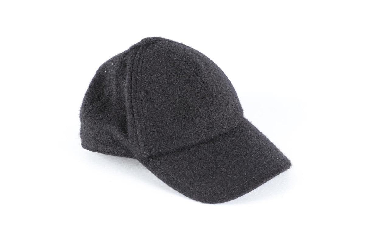SAINT LAURENT BLACK CASHMERE BASEBALL CAP ONE SIZE