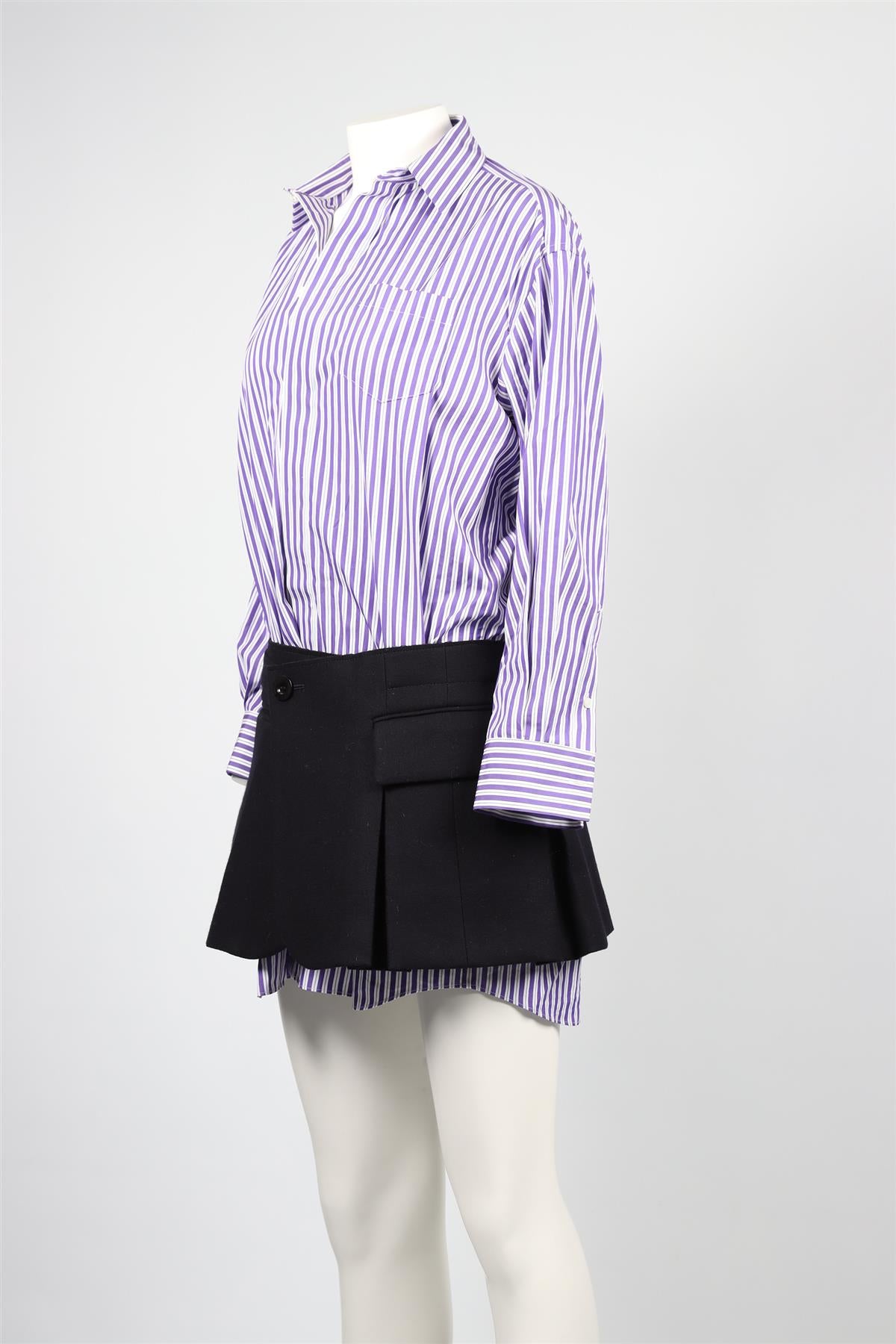 SACAI + THOMAS MASON PURPLE COTTON AND WOOL MINI DRESS SMALL