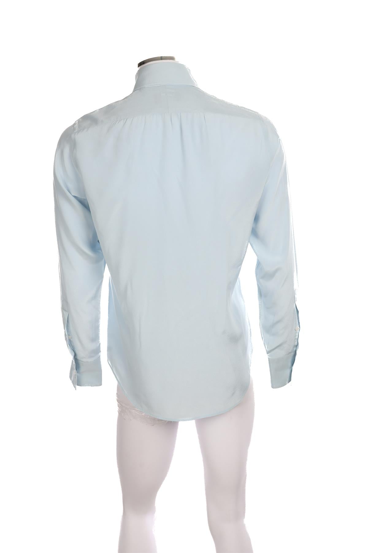 EDWARD SEXTON BLUE MENS SILK SHIRT MEDIUM