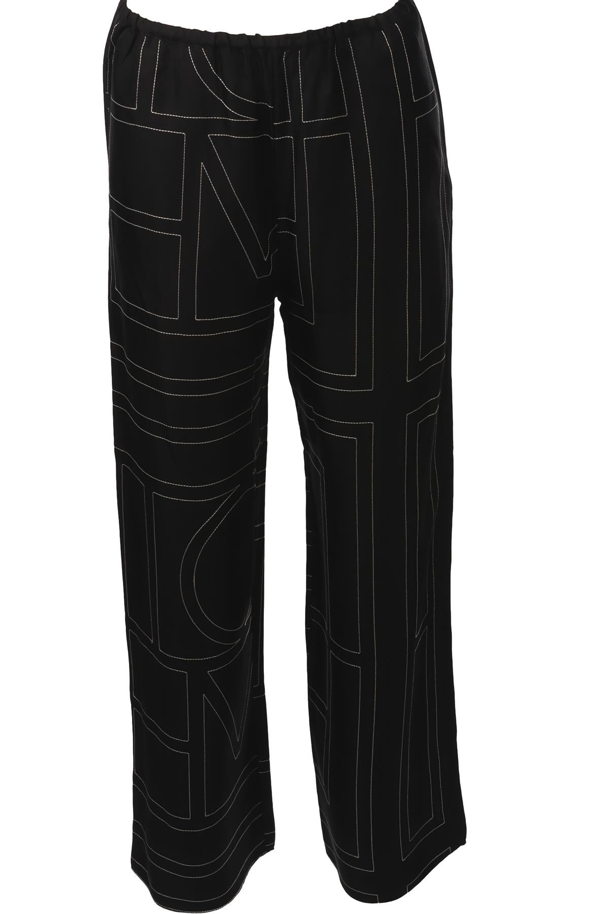 TOTEME BLACK SILK STRAIGHT LEG PANTS DK 34 UK 6