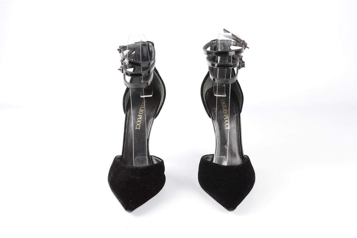 EMILIO PUCCI BLACK VELVET PUMPS EU 37 UK 4