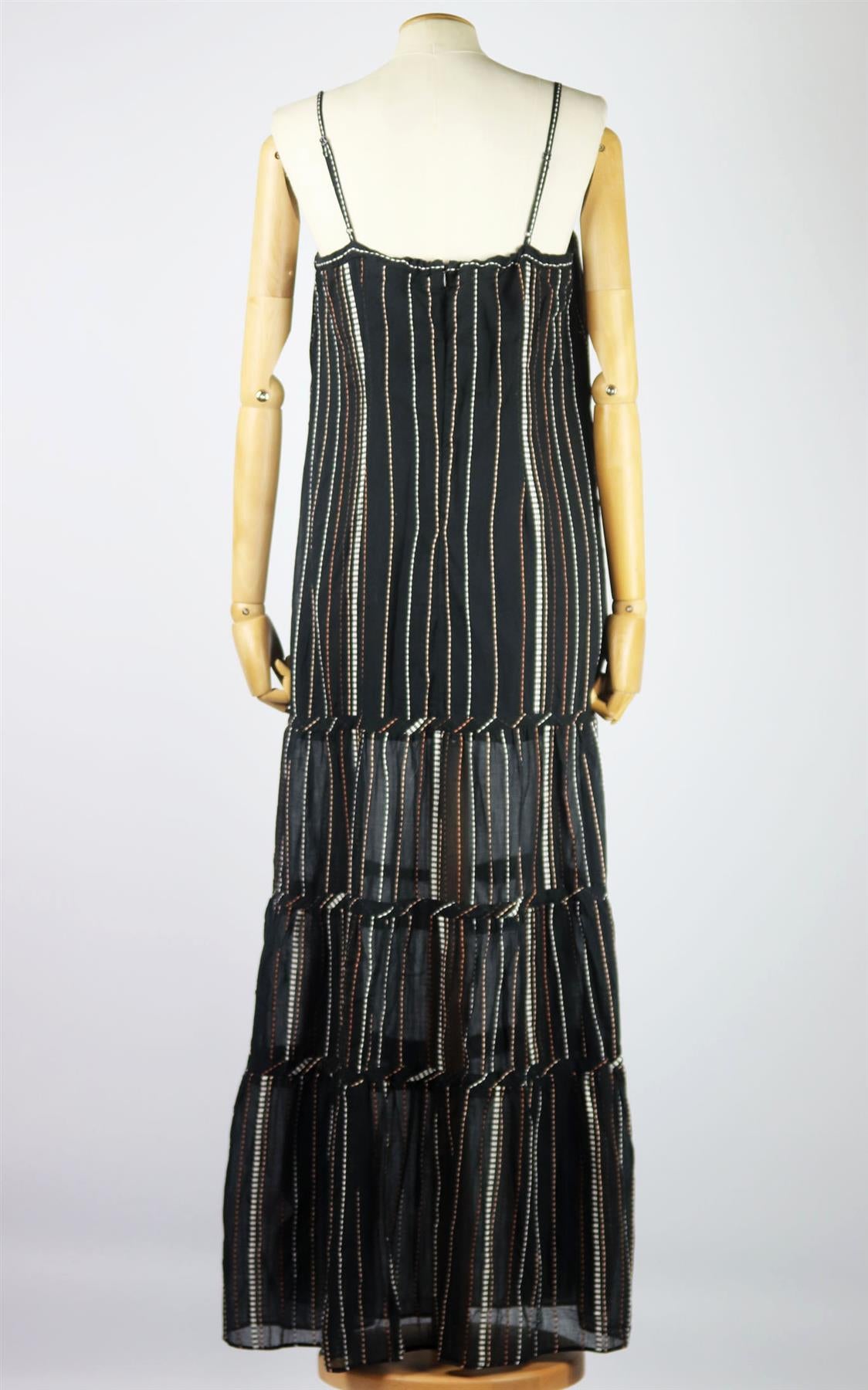VIX FRAN TIERED EMBROIDERED COTTON VOILE MAXI DRESS LARGE