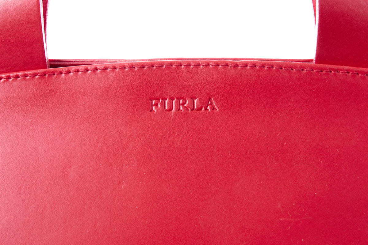 FURLA RED LEATHER TOTE BAG