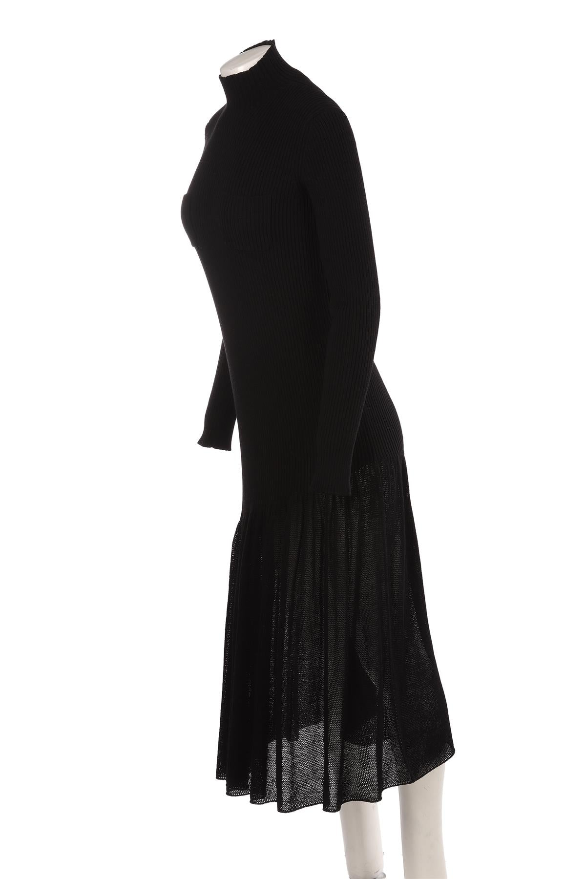 CHANEL BLACK 2025 WOOL MAXI DRESS FR 40 UK 12