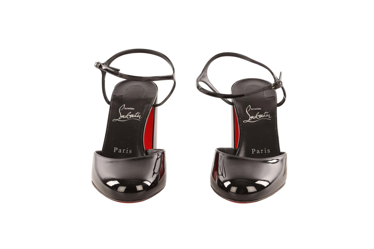 CHRISTIAN LOUBOUTIN BLACK JANE PATENT LEATHER PUMPS EU 37 UK 4 US 7