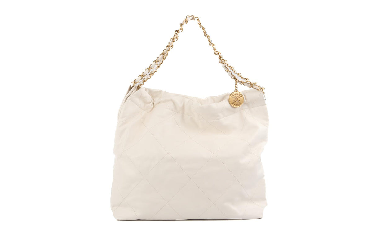 CHANEL WHITE 2022 22 MEDIUM QUILTED LEATHER SHOULDER BAG