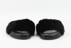 VALENTINO GARAVANI ROCKSTUD MINK FUR SLIDES EU 38.5 UK 5.5 US 8.5