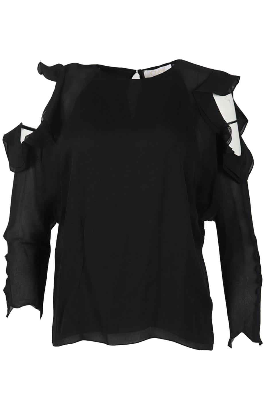 CHLOÉ COLD SHOULDER SILK TOP FR 38 UK 10